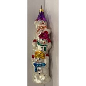 Christopher Radko Snowtem Pole Vintage Three 3 Snowmen Christmas Ornament